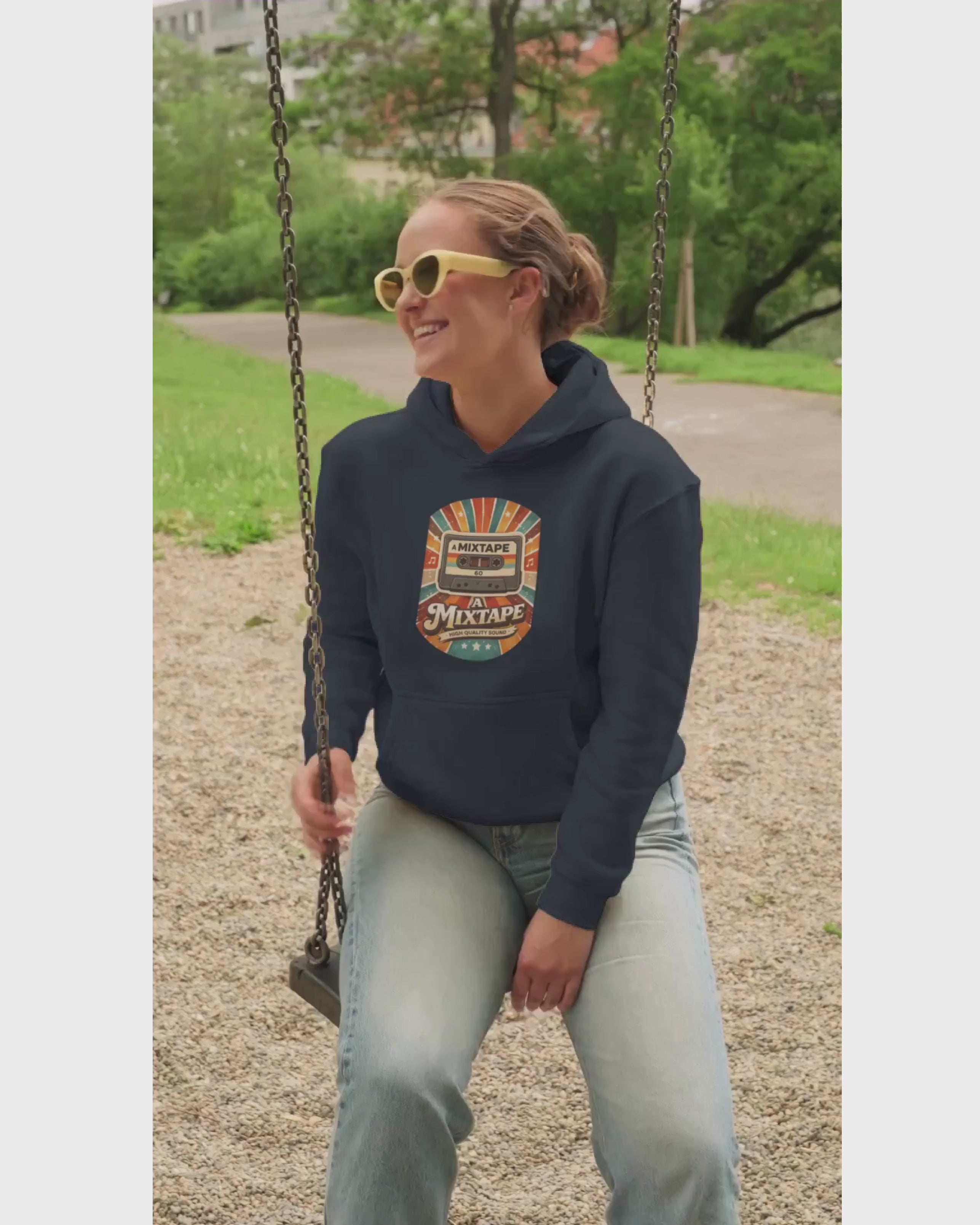 Mixtape Magic Unisex Hoodie – 70s/80s Retro Cassette Vibes